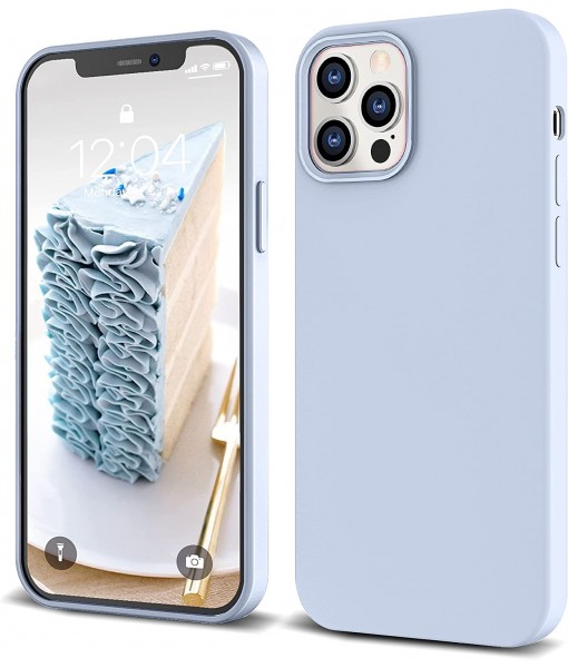 Husa iPhone 12 Pro Max, Silicon Catifelat cu Interior Microfibra, Mov Lavanda